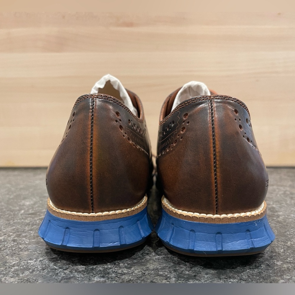 Rare! Cole Haan ZeroGrand Wingtip Oxfords - 12 WIDE - Woodbury / Limoges Blue - Picture 3 of 11